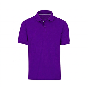 Polo en coton tricoté à manches courtes bleu clair pour homme, couleur unie, respirant, coupe classique - Product Image 2