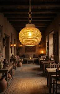 Abat-jour en bambou tissé à la main, style bohème vintage, couverture de lampe suspendue en rotin pour la décoration de la maison, fabriqué par KingCraftViet Wholesale - Product Image 6