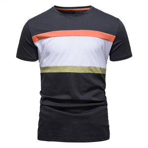 T-shirt décontracté pour homme, bleu, coupe ajustée, manches courtes, col rond, jersey tricoté, couleur unie, design simple - Product Image 6
