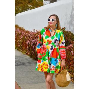 Vestido Midi Hecho a Mano, Moderno, Natural, con Diseño Personalizado para Mujer, Cuello en V, Algodón Puro, Verano, Ecológico, Informal, para Regalo - Product Image 2