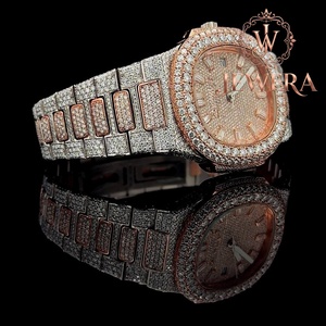 Reloj Hip Hop de Acero Inoxidable Resistente al Agua con Piedras de Moissanita Estilo Diamante para Fiestas Nocturnas y Uso en Clubes - Product Image 4