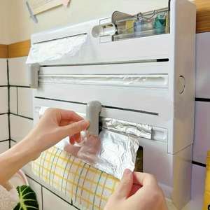 Support mural de cuisine 6-en-1 pour papier d'aluminium et film alimentaire, gain de place, organisateur de rangement - Product Image 1