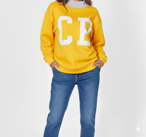 เสื้อสเวตเชิ้ตผู้หญิงแขนยาวทรงโอเวอร์ไซส์ผ้าฟลีซ คอเต่า ไหล่ตก พิมพ์ลายสกรีนตามสั่ง สำหรับฤดูหนาว - Product Image 1