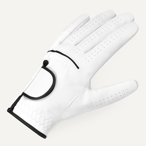 White Leather Lightweight Full Finger Golf Gloves Breathable Perforated Wrist <b>Strap</b> Custom Logo Four Seasons Sports Outdoor XL - Product Image 5
