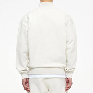 เสื้อสเวตเชิ้ตผู้ชายสีขาวแบบซิป ¼  ทรงปกติ คอตั้ง สีพื้น ระบายอากาศได้ดี เหมาะสำหรับใส่ในฤดูใบไม้ร่วง - Product Image 5