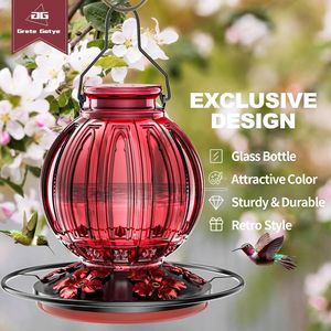 Alimentatore per Colibrì in Vetro da 26 Oz per Esterni, 5 Porte di Alimentazione a Fiore, Anti-perdita, per Nettare di Uccelli da Giardino - Product Image 1