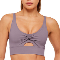 Soutien-gorge de sport sans couture pour femme, lavande, en Spandex/Nylon, maintien élevé, décolleté en U, dos découpé, bretelles réglables, respirant, pour yoga, gym et entraînement