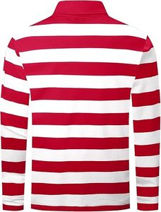 เสื้อยืดโอเวอร์ไซส์ลายทางผ้าฝ้ายสำหรับผู้ชาย ออกแบบโลโก้ได้ตามต้องการ เสื้อกอล์ฟลำลอง ดีไซน์เรียบง่าย สวมใส่สบาย ทันสมัย ใช้งานได้หลากหลาย - Product Image 2