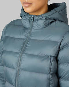 Veste matelassée à capuche unisexe, hiver, rembourrée de duvet, coupe-vent, fermeture éclair, coupe classique, gris, polyester - Product Image 6