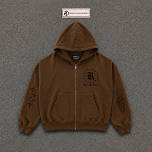Sweat à capuche oversize marron en coton pour homme, style streetwear, en molleton bouclette, avec logo imprimé, poche avant, manches classiques, tissu durable, style épais - Product Image 5