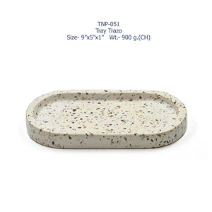 Plateau Organisateur Ovale en Terrazzo de Designer Indien, Idéal pour la Décoration de Table Festive, la Présentation de Cadeaux et le Style Moderne de la Maison, Prix de Gros - Product Image 2