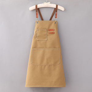 Tablier de travail <span class=keywords><strong>en</strong></span> <span class=keywords><strong>cuir</strong></span> véritable pour hommes, résistant à l'eau, marron, avec poche, pour cuisine, atelier, uniforme professionnel, vêtements de travail, <span class=keywords><strong>entretien</strong></span> - Product Image 3