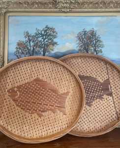 Juego de bandejas de bambú tejidas vintage con motivo de peces, cesta de pared, bandeja decorativa asiática, hecha a mano, proveedor OEM, Vietnam - Product Image 3