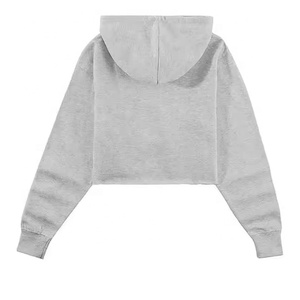 Sweat-shirt à capuche court oversize pour femme avec broderie arrière, pull ample pour le sport et le streetwear, personnalisable avec logo OEM ODM - Product Image 5