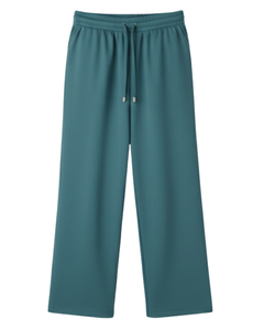 Teal Green Wide Leg Sweatpants Women <b>Elastic</b> Waist Drawstring Casual Lounge Pants Loose Fit OEM Custom Bulk Manufacturer Supply - Product Image 1