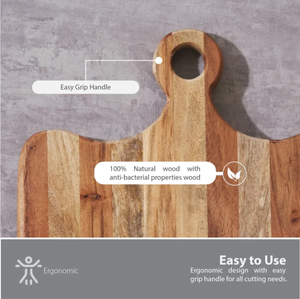 Planche à découper carrée en bois de haute qualité, design moderne et simple avec poignées, pour la cuisine, avec trou de suspension. - Product Image 5