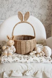Cute Attractive Decorative Handmade <b>Rattan</b> Rabbit Ear <b>Basket</b> Natural Woven <b>Storage</b> for Kids Room Events and Styling - Product Image 6