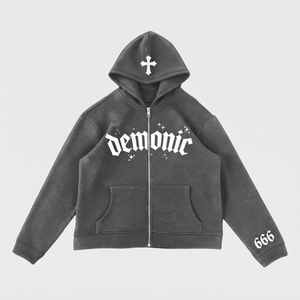 Men's Custom Full <b>Zip</b> <b>Hooded</b> Sweatshirt 100% Cotton Fleece Lined Casual Hoodie Custom Logo Winter Wholesale OEM Supplier Factory - Product Image 4