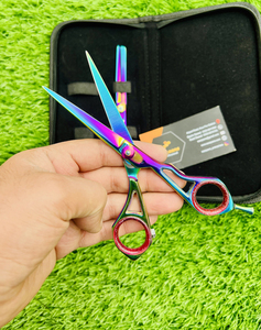 Juego de Tijeras de Peluquería y Tijeras de Entresacar de Acero Inoxidable con Hoja Afilada, Herramientas de Salón para Diestros, Mango Corto - Product Image 4