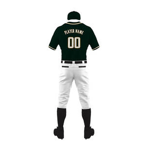 Conjunto de Uniforme de Béisbol para Hombre, Verde Oscuro, Pantalones Blancos, Jersey de Manga Corta, Bordado con Nombre del Equipo y del Jugador, Talla 00, Corte Regular - Product Image 4