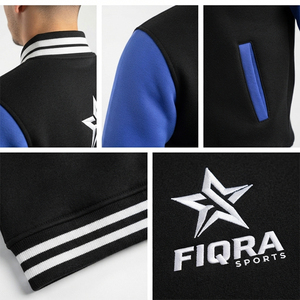 Hot Selling <b>Men</b> Varsity <b>Men's</b> <b>Jacket</b> OEM Color Block Varsity <b>Jacket</b> <b>Men</b> Black Blue Snap Button Streetwear <b>Baseball</b> <b>Jacket</b> - Product Image 5