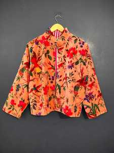 Vestido Casual de Terciopelo Estilo Chino, Chaqueta con Cuello Mandarín, Estampado Floral, Manga Larga, Corte Holgado, Ropa Casual de Primavera - Product Image 1