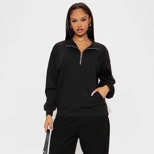 Sweat-shirt à capuche zippé quart de tour pour femme, coupe décontractée, avec poche kangourou, intérieur polaire doux et poignets côtelés, idéal pour l'hiver - Product Image 6