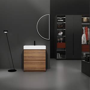 ตู้ห้องน้ำแบบลอยตัวขนาด 30 นิ้ว รุ่นใหม่ พร้อมอ่างล้างหน้าเดี่ยวแบบฝังใต้เคาน์เตอร์ และลิ้นชักคู่ สำหรับห้องน้ำขนาดเล็ก - Product Image 2