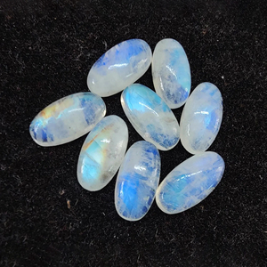 Piedra de Luna Arcoíris Natural, Cabujón de Forma Ovalada con Reverso Plano, Gema Calibrada con Destello Azul, Disponible en Todos los Tamaños - Product Image 6