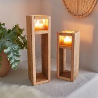 Wooden Candle <b>Holder</b> for Home and Office Decor, Handmade Rustic <b>Tealight</b> Candle Stand, Natural Wood Centerpiece for Dining Table - Product Image 5
