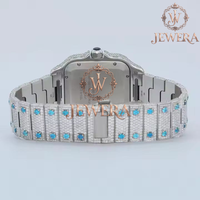 Montre analogique en acier inoxydable de luxe Mossinate avec verre et diamants, élégante, or et argent, détails en diamants véritables, mouvement mécanique