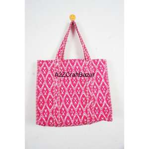 Bolso Tote Hecho a Mano en India, 100% Algodón, Rayado, con Asa Larga, para Mujer, Ecológico, Estilo Boho, Bolso Grande para la Playa o Fiestas - Product Image 1