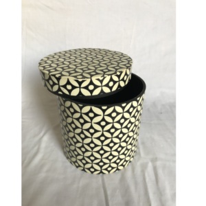 Handcrafted Bone Inlay <b>Round</b> Decorative <b>Box</b> Black and White Geometric Jewelry Storage Organizer Luxury Home Decor Trinket <b>Box</b> - Product Image 1
