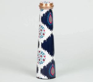 Ikat Print Copper Water <b>Bottle</b> Medallion Design Reusable Drinking <b>Bottle</b> Tapered Shape Travel Office Kitchen <b>Flask</b> - Product Image 2