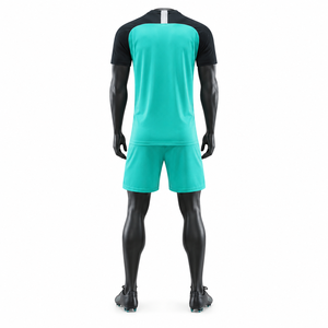 Conjunto de Camiseta de Fútbol para Hombre, Manga Corta, Turquesa y Negro, Poliéster que Absorbe la Humedad, Cuello Redondo, Deportivo, para Todas las Temporadas, Sublimación Personalizada - Product Image 6