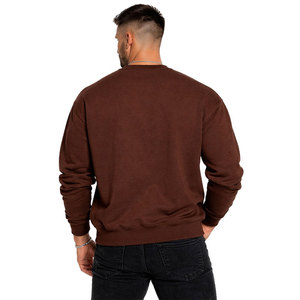 Sudadera de cuello redondo para hombre de alta calidad, color marrón, con estampado de letras con pedrería “FAITH OVER FEAR”, cómoda sudadera con capucha. - Product Image 4