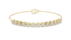 Pulsera de Lujo Ajustable Estilo Tenis para Mujer, Chapada en Oro Amarillo de 10k con Diamante Cultivado en Laboratorio de Corte Redondo y Diseño de Halo Real - Product Image 5