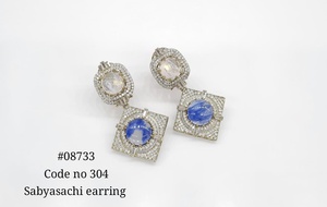 Women's Geometric Drop <b>Earrings</b> Blue Sapphire <b>Pink</b> Stone Cubic Zirconia Dangle Jewelry - Product Image 2