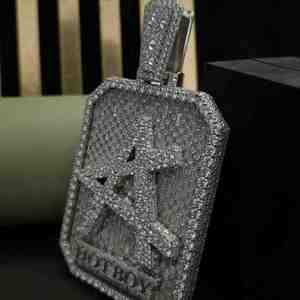 Colgante HOTBOY Personalizado con Incrustaciones de Diamantes, Acero Inoxidable, Chapado en Plata de Ley con Diamantes Cultivados en Laboratorio, 107.7 CT, Estilo Hip Hop - Product Image 2