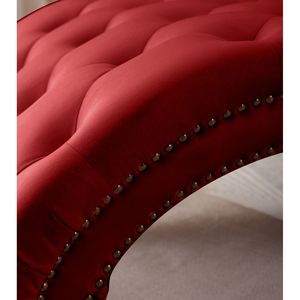 Sillón Reclinable de Madera Maciza Estilo Vintage, Tapizado en Terciopelo Clásico con Adornos de Tachuelas Plateadas y Botones - Product Image 5