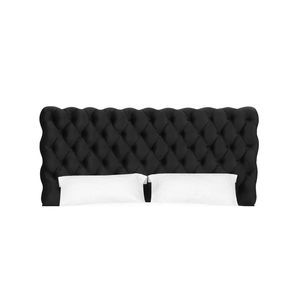 Letto matrimoniale contemporaneo con testiera e pediera trapuntate, rivestimento nero, mobili per camera da letto - Product Image 4