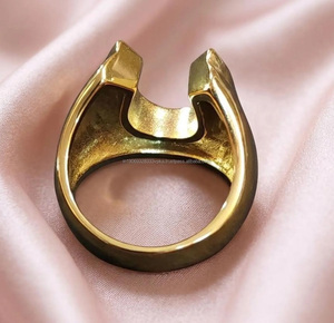 Luxury Gold Plated Moissanite Horseshoe Cocktail <b>Ring</b> Pave Setting Round Brilliant Cut Unisex <b>Statement</b> <b>Ring</b> for Gifts - Product Image 3