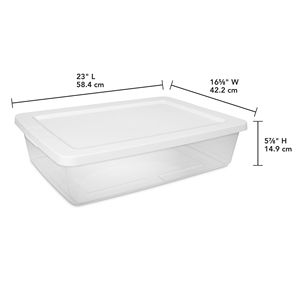 Contenitore di Stoccaggio Piccolo, Contenitore in Plastica Trasparente da 28 Quarti con Coperchio a Scatto, Bianco, Confezione da 6 - Product Image 3