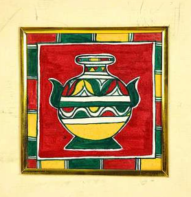 Famosa Pintura Madhubani Metálica 3D Hecha a Mano en Jharkhand, Arte Folclórico Tradicional de Mithila, Decoración de Pared - Product Image 3