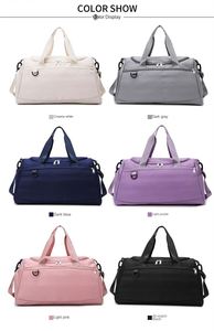 Gray Nylon Duffle Bag Rectangular Shape Zipper Closure Shoulder Strap 20-36L Capacity Water Resistant Workout Use - Product Image 2