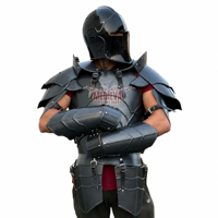 Armure de Chevalier Barbuta Faite à la Main en Acier Doux avec Finition Noire pour Reconstitutions Historiques, Expositions, Décoration Intérieure et Fêtes d'Halloween