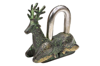 Cadenas vintage en métal en forme de cerf, serrure décorative antique, quincaillerie ornementale pour porte, portail, armoire avec clés décoratives