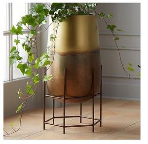 Macetero de Lujo de Hierro y Latón Dorado con Acabado Ecológico de Lavado Ácido para Interiores Modernos de Hogar y Jardín - Product Image 3