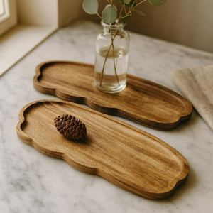 Wooden Serving Tray Rustic Style Reusable Natural Wood <b>Platter</b> for Dining Table Decor - Product Image 4