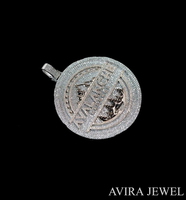 Pendentif Moissanite Sac d'argent avec lettrage, en Argent sterling 925 massif, plaqué or bicolore, sans nickel, sans plomb, style Hip Hop glacé